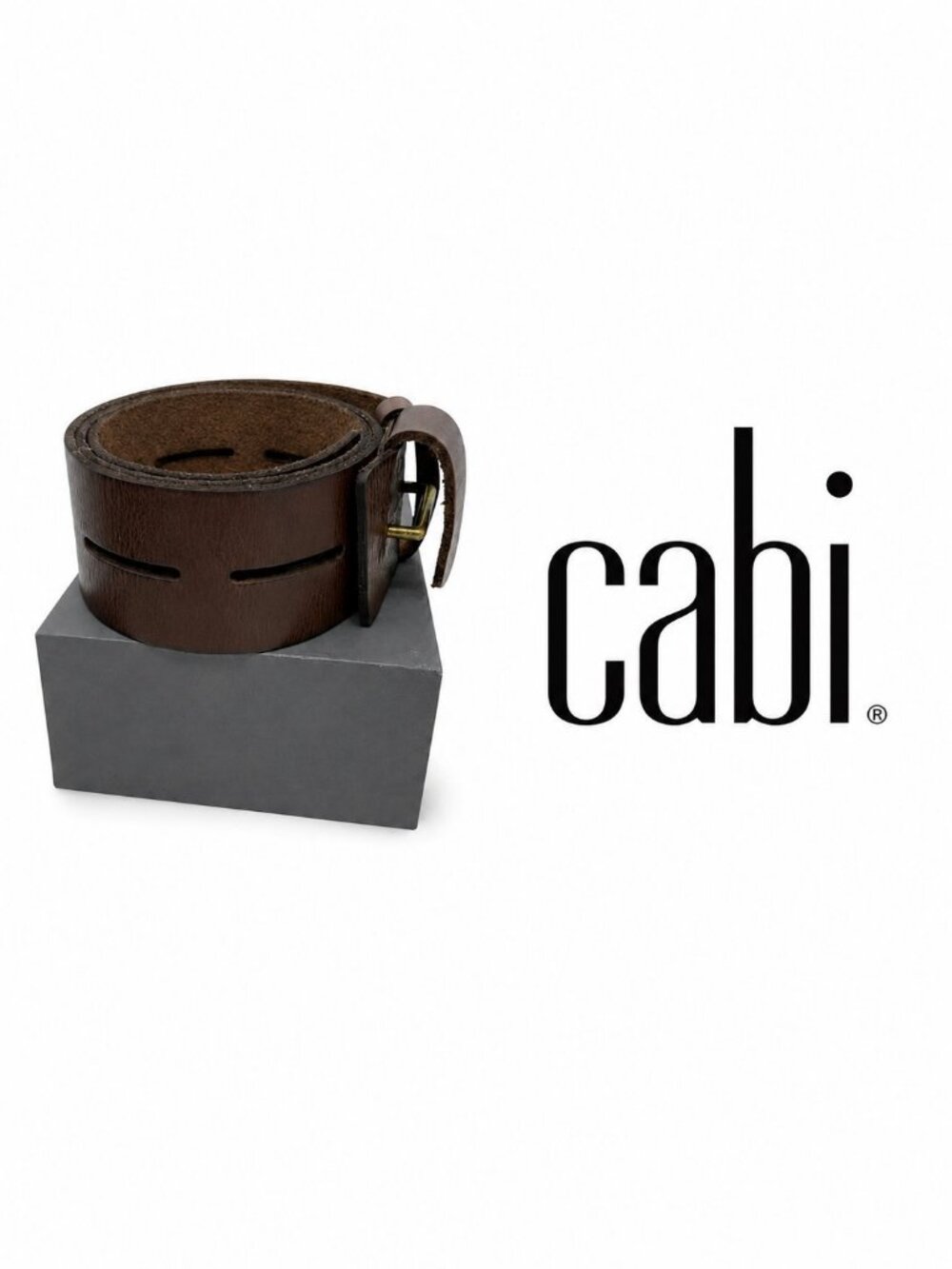 Cabi HERE OR THERE 2 1/4" Wide Slotted Brown Leather Belt